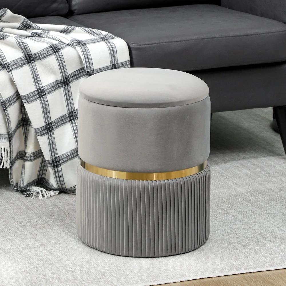 HOMCOM Velvet-Feel Storage Ottoman Additional View 65