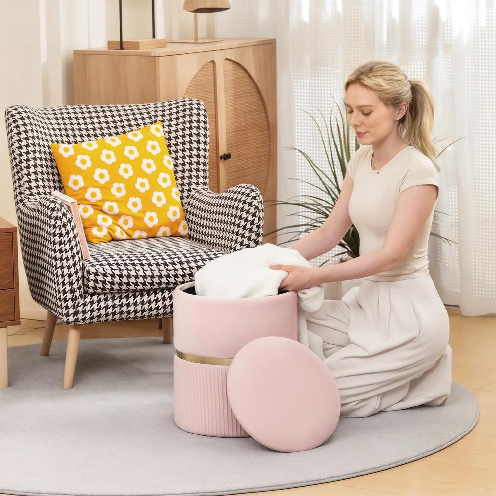 HOMCOM Velvet-Feel Storage Ottoman Additional View 73