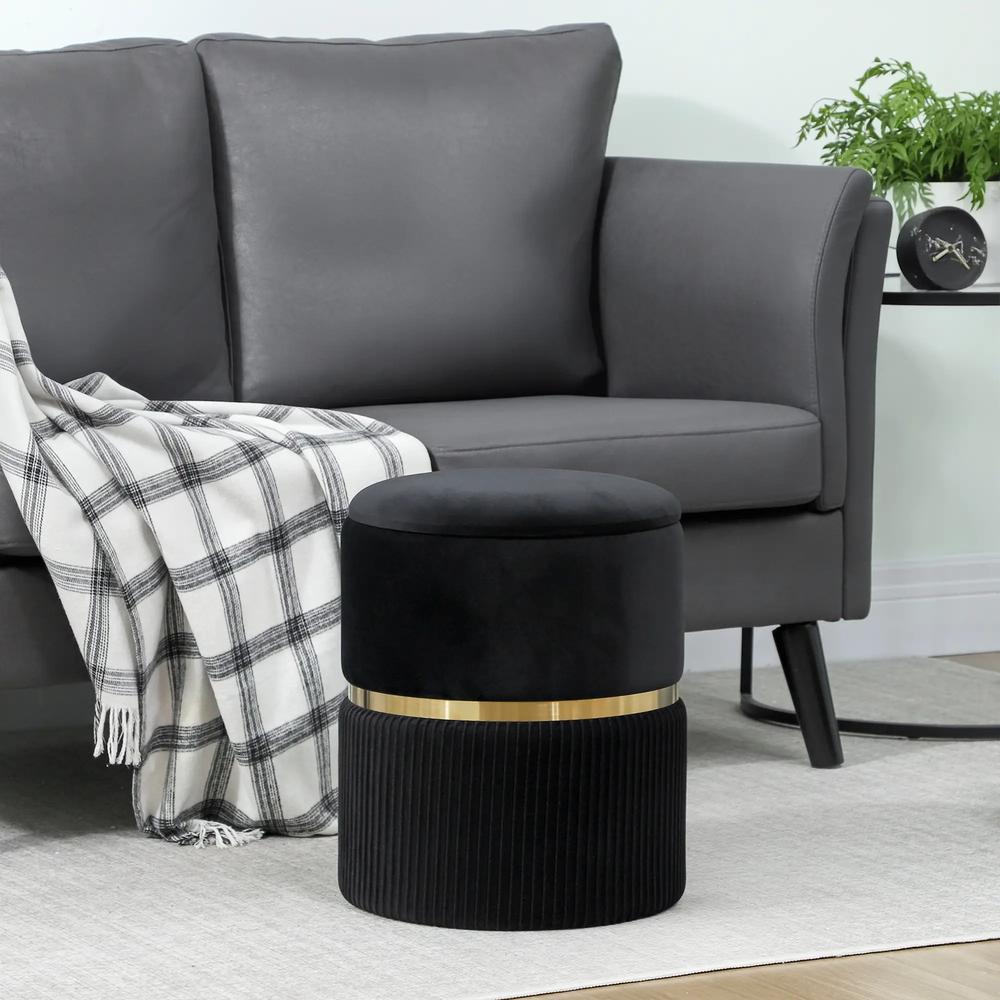 HOMCOM Velvet-Feel Storage Ottoman Additional View 9