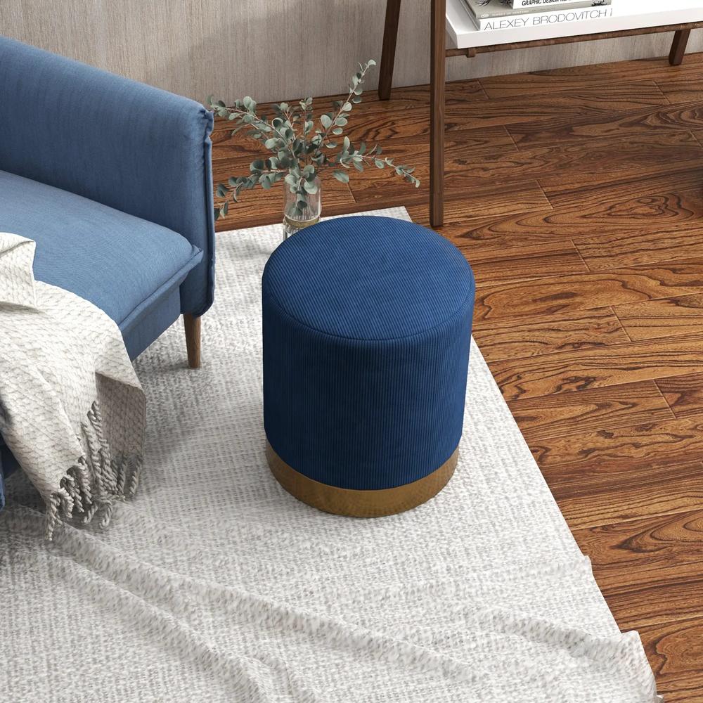 HOMCOM Soft Padded Corduroy Footstool - Dark Blue Additional View 6