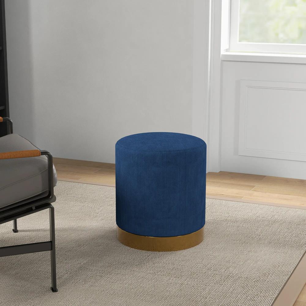 HOMCOM Soft Padded Corduroy Footstool - Dark Blue Additional View 7
