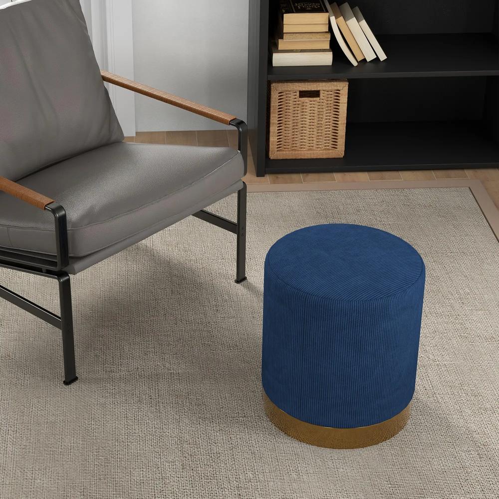 HOMCOM Soft Padded Corduroy Footstool - Dark Blue Additional View 8