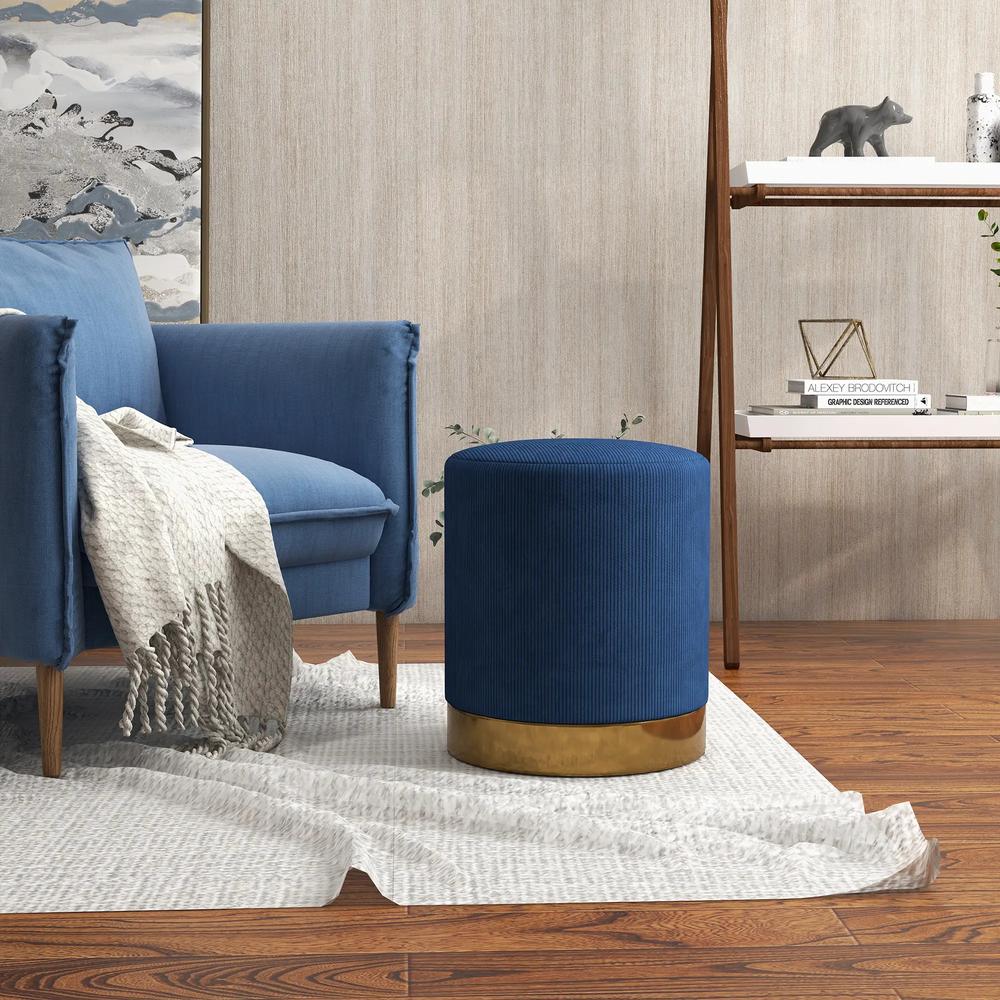 HOMCOM Soft Padded Corduroy Footstool - Dark Blue Additional View 10