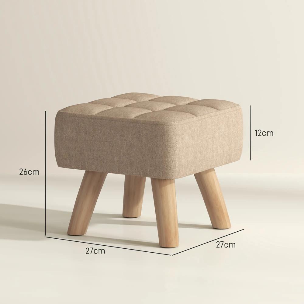 HOMCOM Linen-Look Square Padded Footstool Additional View 14