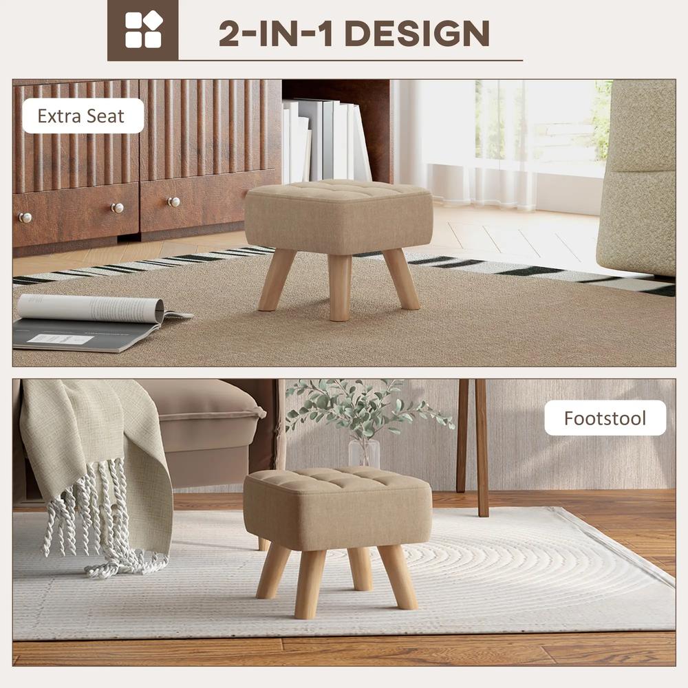 HOMCOM Linen-Look Square Padded Footstool Additional View 15