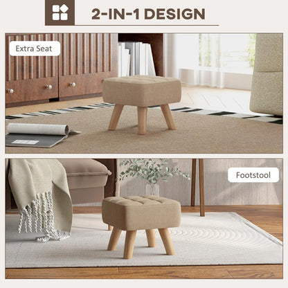 HOMCOM Linen-Look Square Padded Footstool Additional View 15