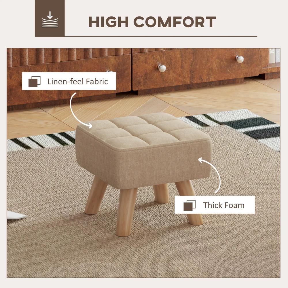 HOMCOM Linen-Look Square Padded Footstool Additional View 16