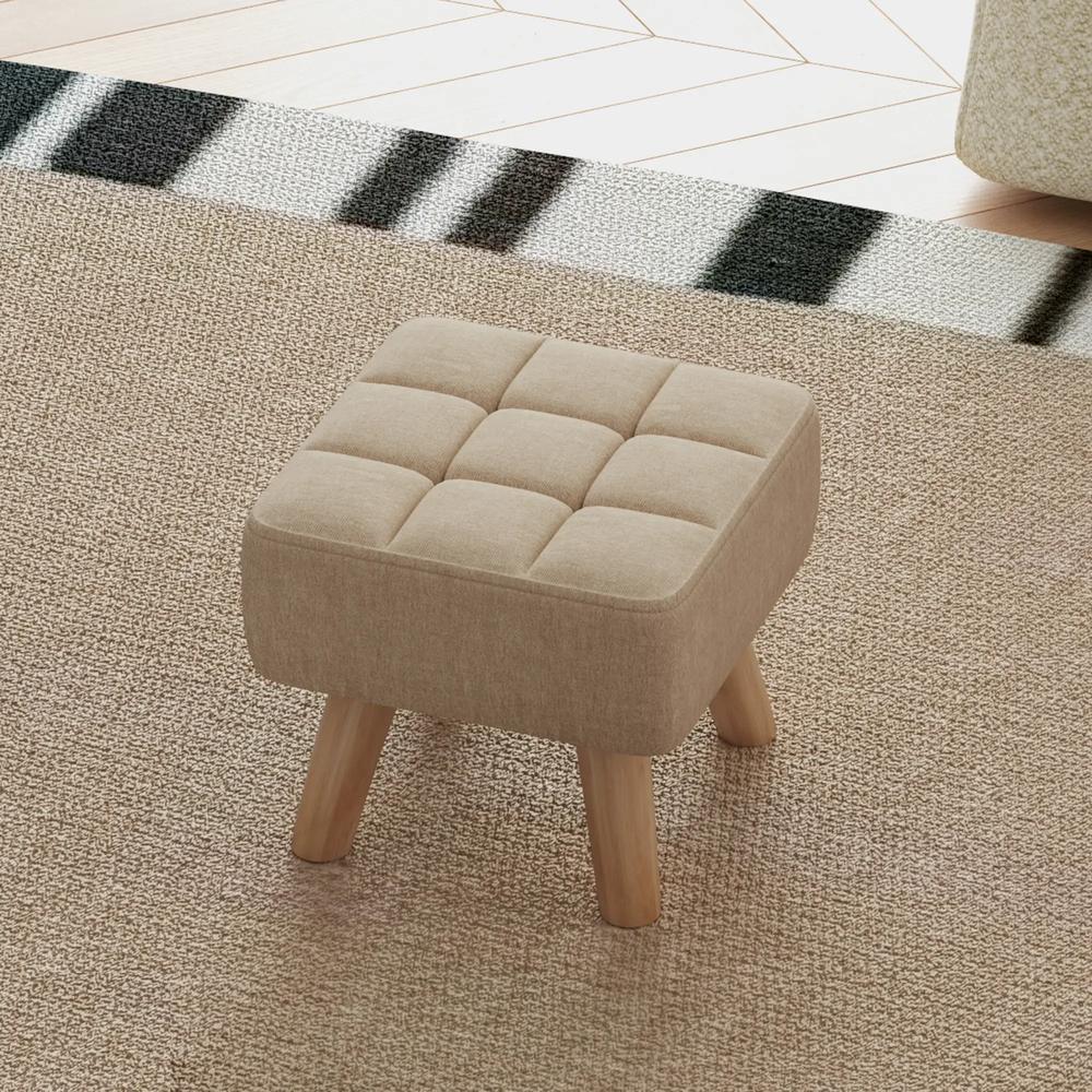 HOMCOM Linen-Look Square Padded Footstool Additional View 18