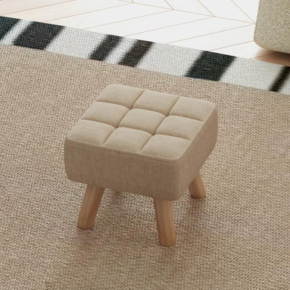 HOMCOM Linen-Look Square Padded Footstool Additional View 18