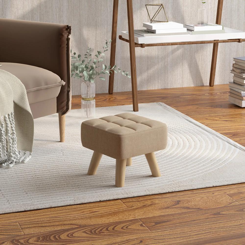 HOMCOM Linen-Look Square Padded Footstool Additional View 21