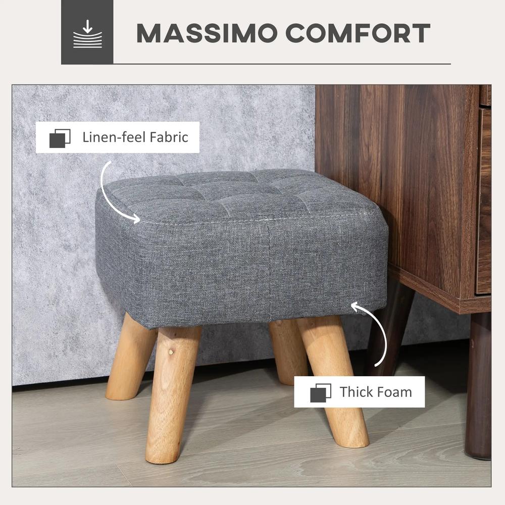 HOMCOM Linen-Look Square Padded Footstool Additional View 27