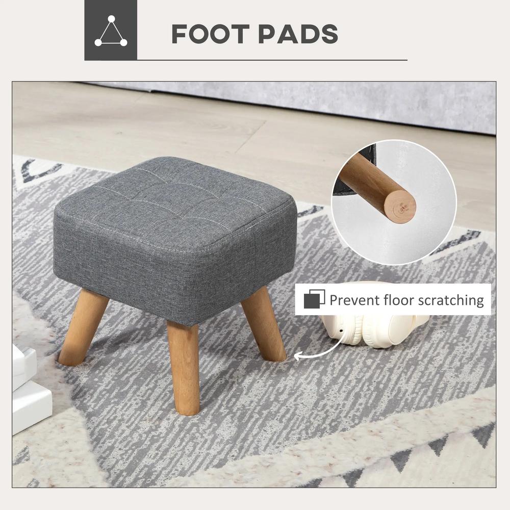 HOMCOM Linen-Look Square Padded Footstool Additional View 28