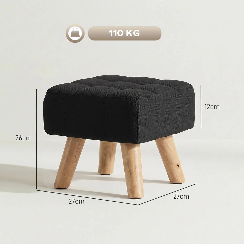 HOMCOM Linen-Look Square Padded Footstool Additional View 3