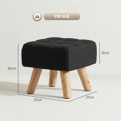 HOMCOM Linen-Look Square Padded Footstool Additional View 3