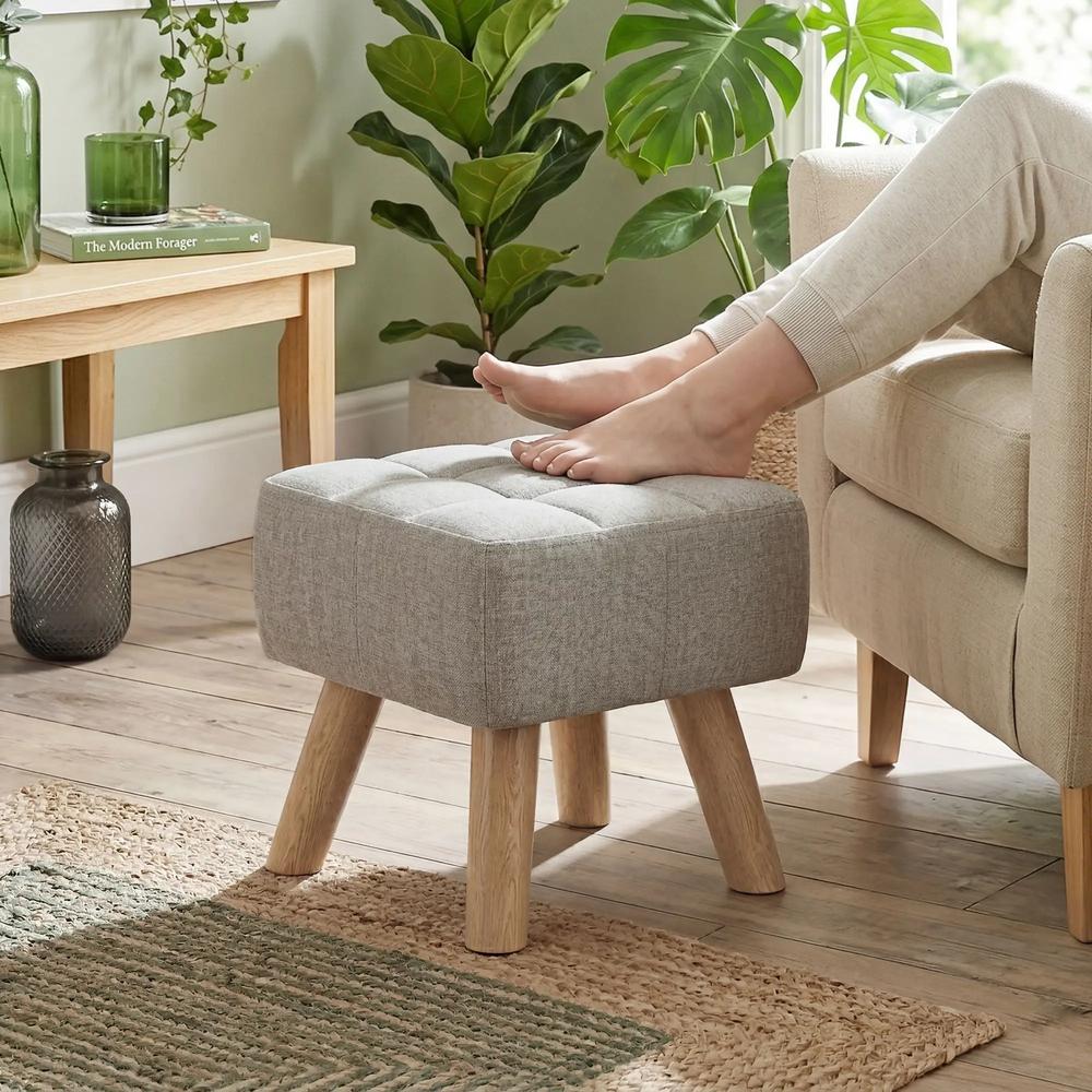 HOMCOM Linen-Look Square Padded Footstool Additional View 35