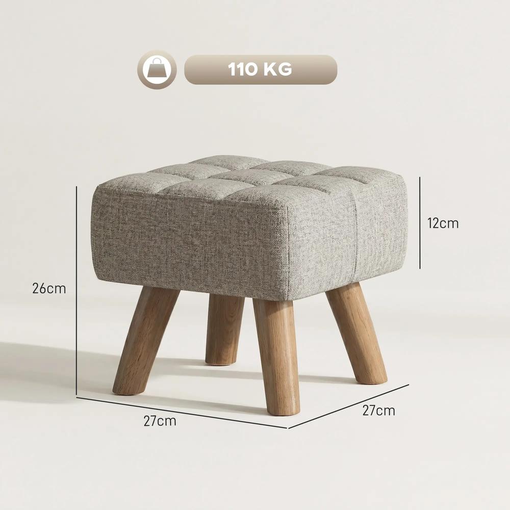 HOMCOM Linen-Look Square Padded Footstool Additional View 36