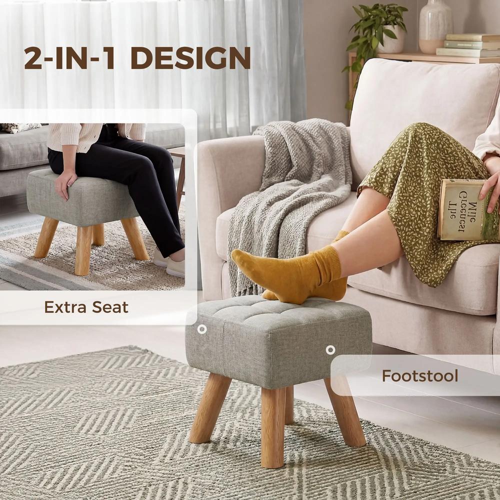 HOMCOM Linen-Look Square Padded Footstool Additional View 37