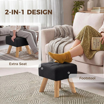 HOMCOM Linen-Look Square Padded Footstool Additional View 4