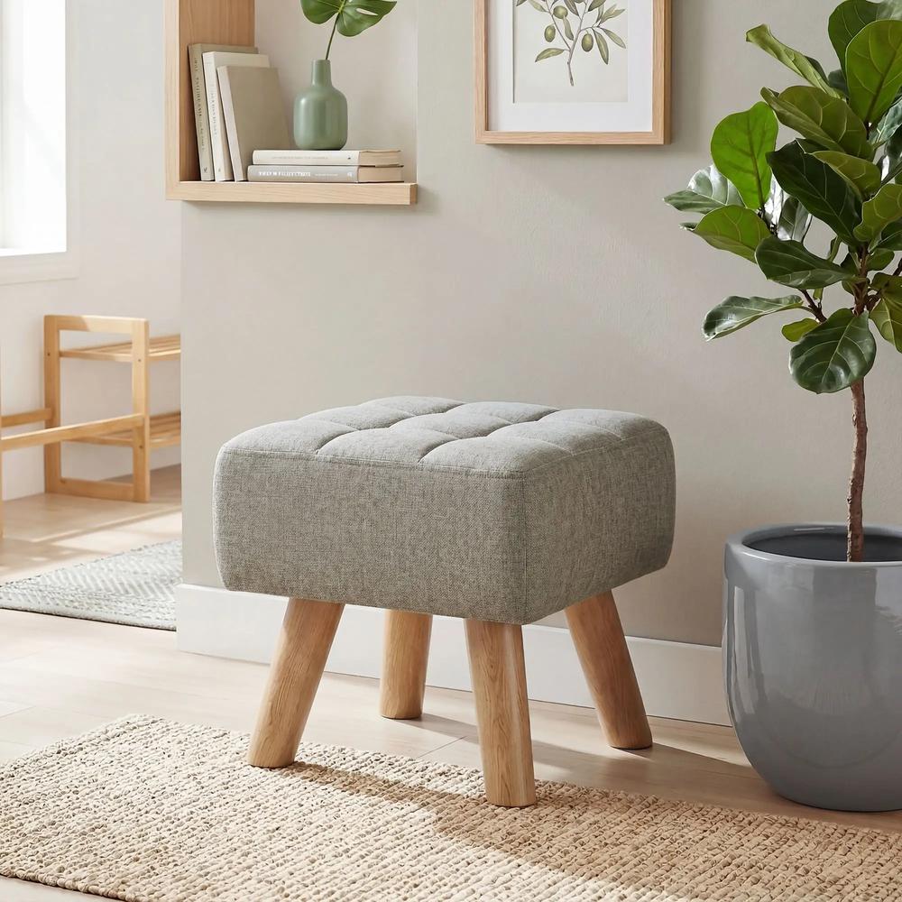 HOMCOM Linen-Look Square Padded Footstool Additional View 41