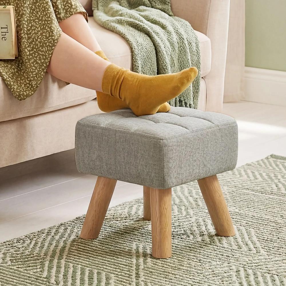 HOMCOM Linen-Look Square Padded Footstool Additional View 43