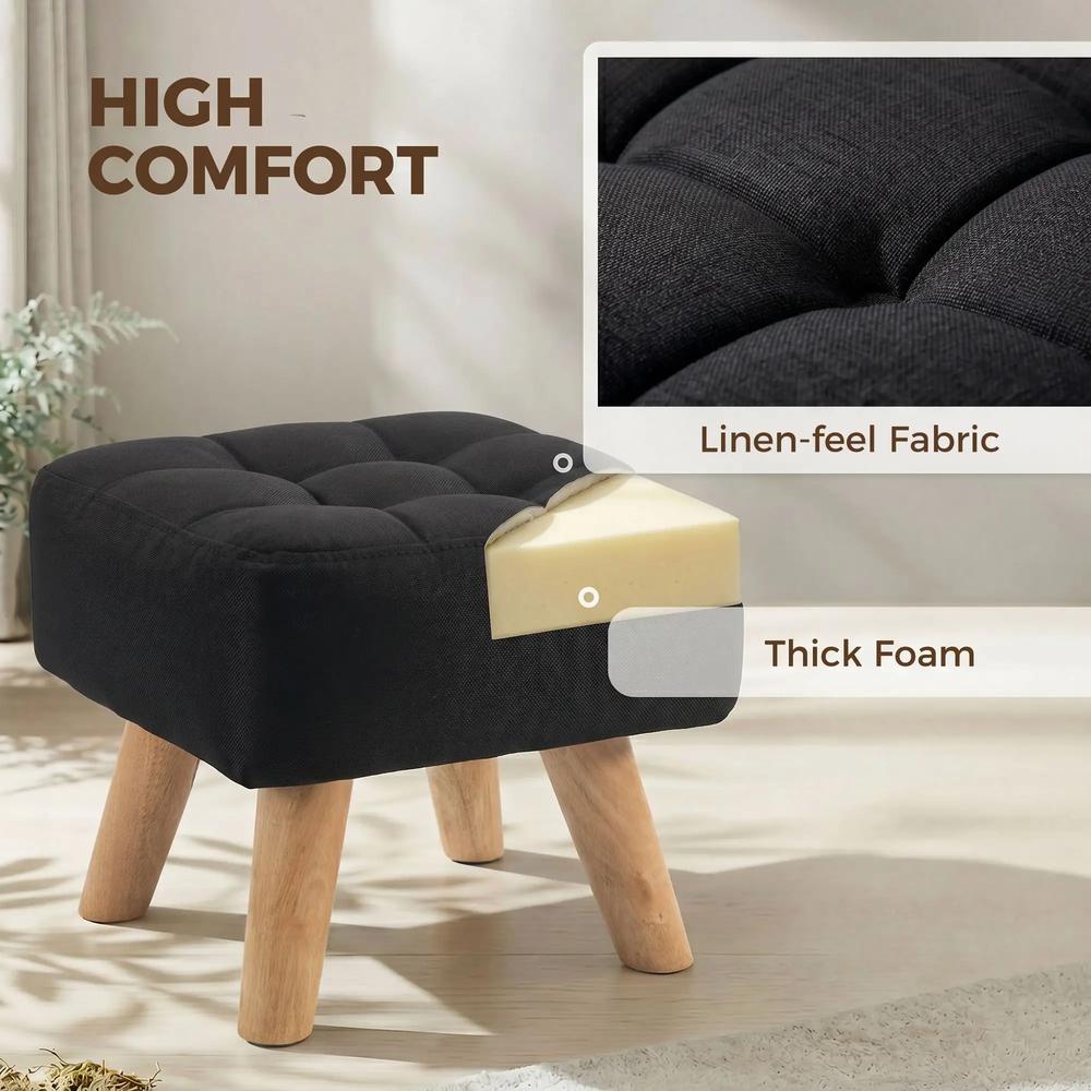 HOMCOM Linen-Look Square Padded Footstool Additional View 5