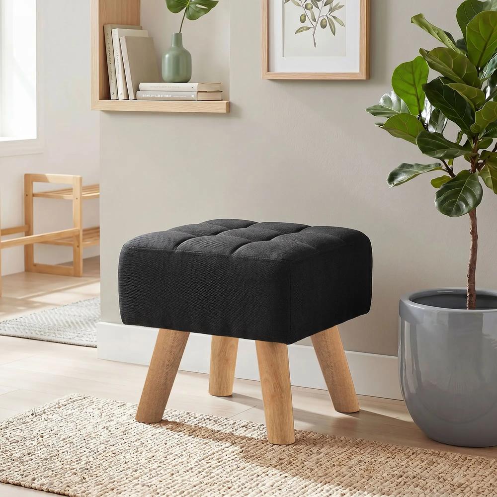 HOMCOM Linen-Look Square Padded Footstool Additional View 8