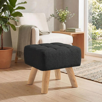 HOMCOM Linen-Look Square Padded Footstool Additional View 9