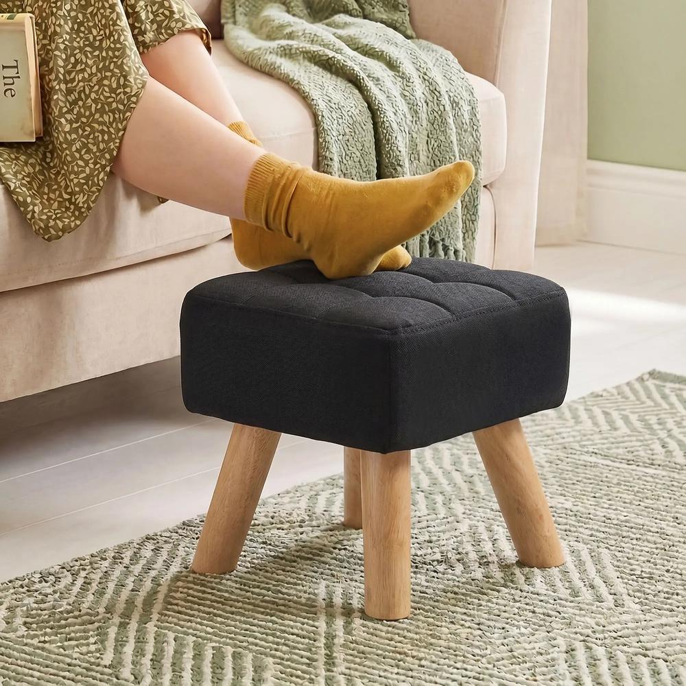 HOMCOM Linen-Look Square Padded Footstool Additional View 10