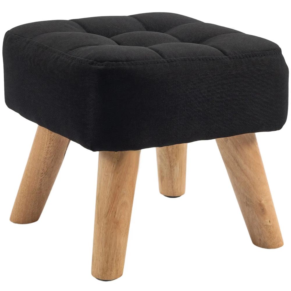 HOMCOM Linen-Look Square Padded Footstool