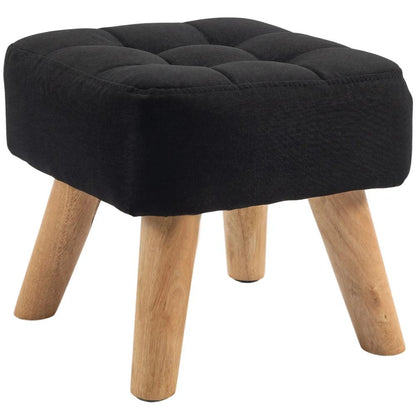 HOMCOM Linen-Look Square Padded Footstool