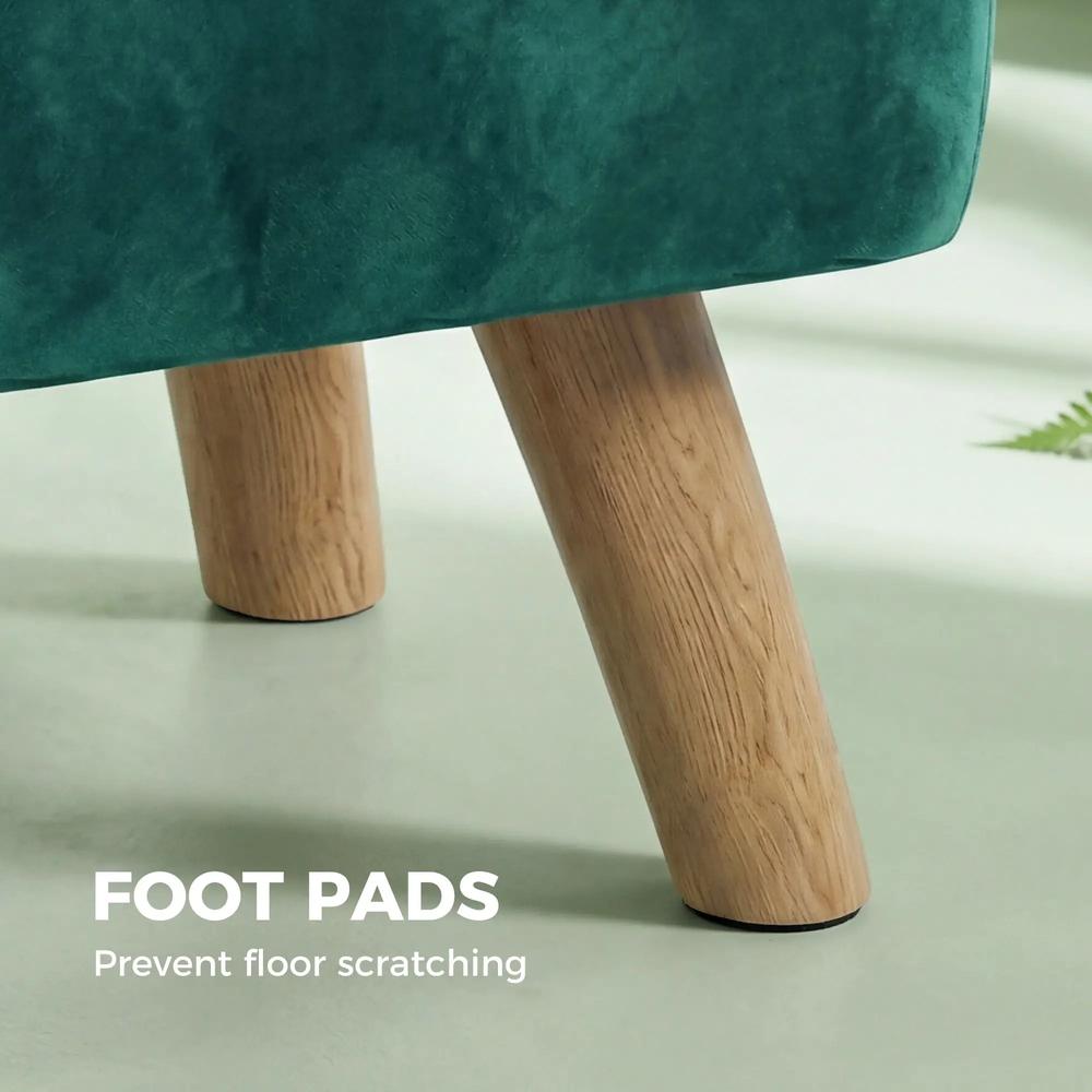 HOMCOM Velvet Square Padded Footstool - Dark Green Additional View 6