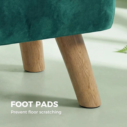HOMCOM Velvet Square Padded Footstool - Dark Green Additional View 6