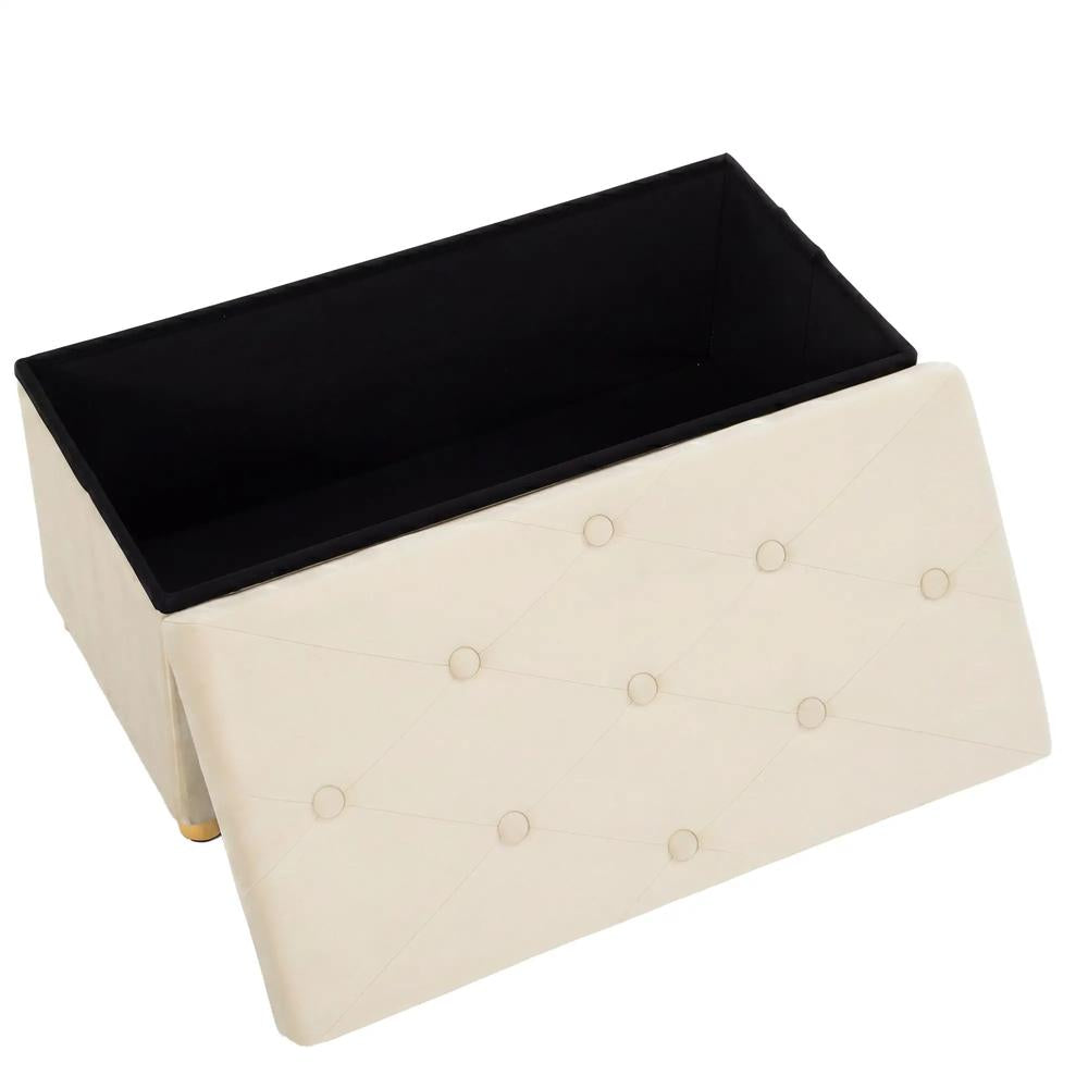 HOMCOM Velvet Upholstered Foldable Ottoman Footrest, Storage Ottoman Bench with Wood Legs for Living Room Additional View 13