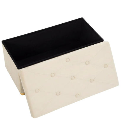 HOMCOM Velvet Upholstered Foldable Ottoman Footrest, Storage Ottoman Bench with Wood Legs for Living Room Additional View 13
