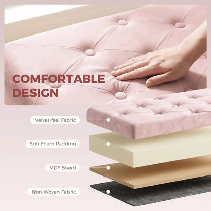 HOMCOM Velvet Upholstered Foldable Ottoman Footrest, Storage Ottoman Bench with Wood Legs for Living Room Additional View 20