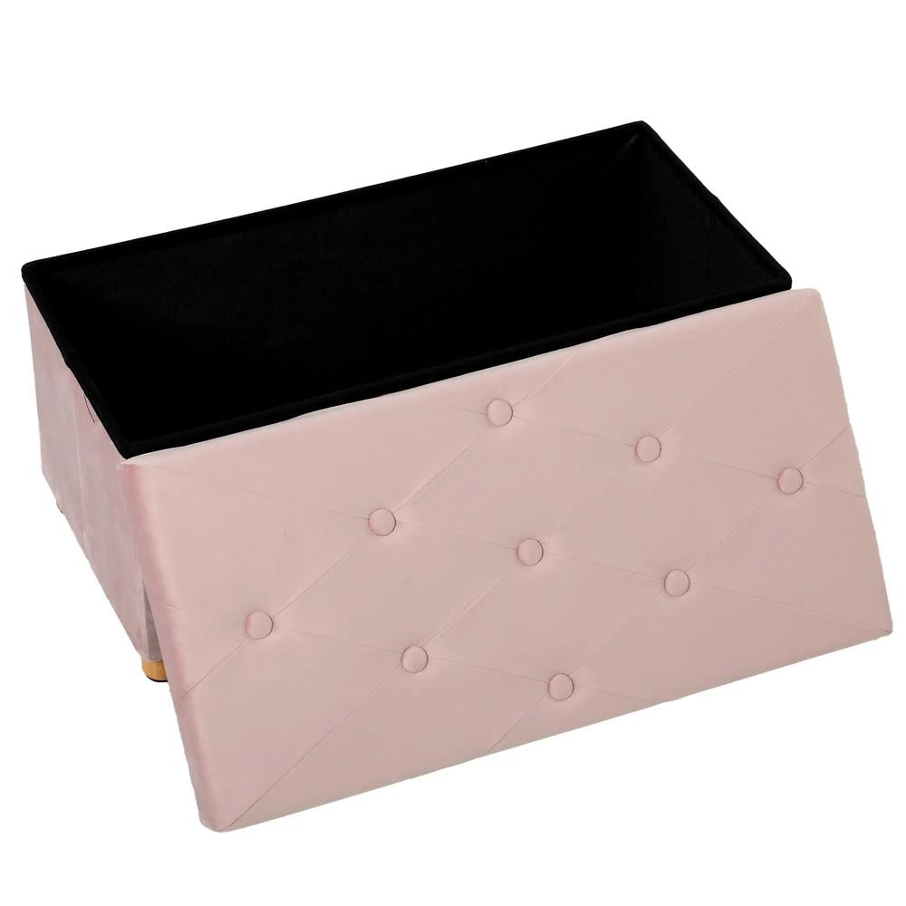 HOMCOM Velvet Upholstered Foldable Ottoman Footrest, Storage Ottoman Bench with Wood Legs for Living Room Additional View 28