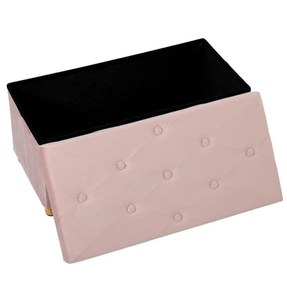 HOMCOM Velvet Upholstered Foldable Ottoman Footrest, Storage Ottoman Bench with Wood Legs for Living Room Additional View 28
