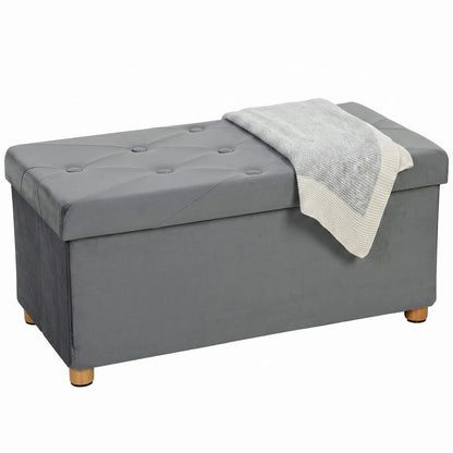 HOMCOM Velvet Upholstered Foldable Ottoman Footrest, Storage Ottoman Bench with Wood Legs for Living Room Additional View 31