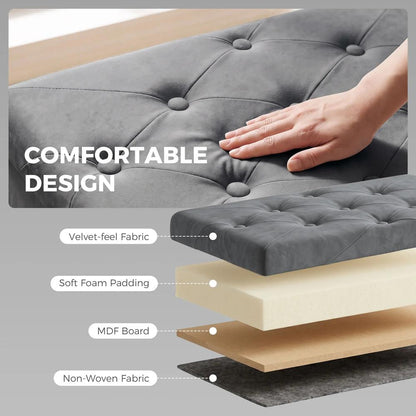 HOMCOM Velvet Upholstered Foldable Ottoman Footrest, Storage Ottoman Bench with Wood Legs for Living Room Additional View 35