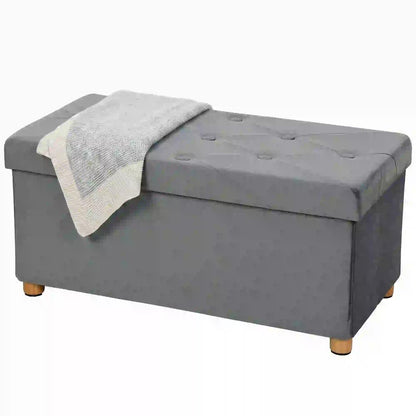 HOMCOM Velvet Upholstered Foldable Ottoman Footrest, Storage Ottoman Bench with Wood Legs for Living Room Additional View 45