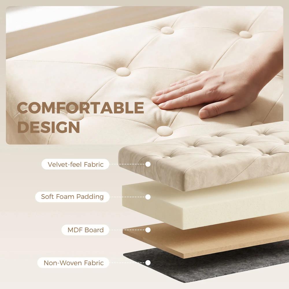 HOMCOM Velvet Upholstered Foldable Ottoman Footrest, Storage Ottoman Bench with Wood Legs for Living Room Additional View 5