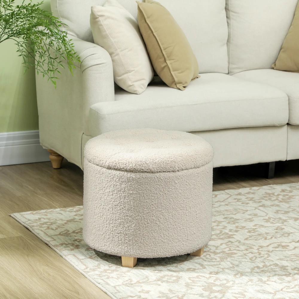 HOMCOM 40.5L Teddy Fleece Storage Ottoman Additional View 2