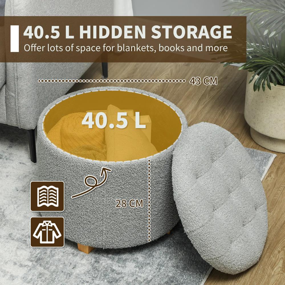 HOMCOM 40.5L Teddy Fleece Storage Ottoman Additional View 15