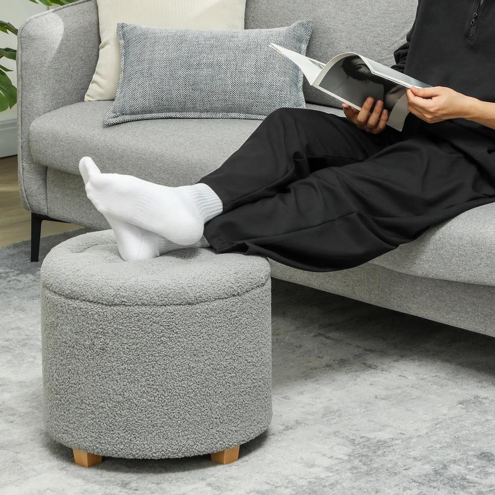 HOMCOM 40.5L Teddy Fleece Storage Ottoman Additional View 18