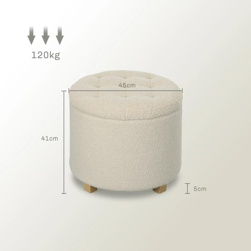 HOMCOM 40.5L Teddy Fleece Storage Ottoman Additional View 3