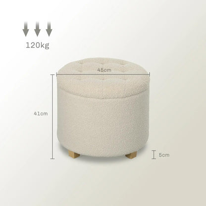 HOMCOM 40.5L Teddy Fleece Storage Ottoman Additional View 3