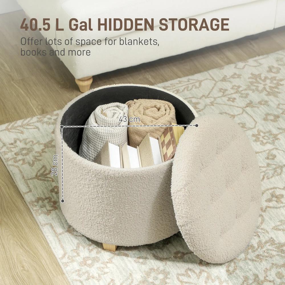 HOMCOM 40.5L Teddy Fleece Storage Ottoman Additional View 4