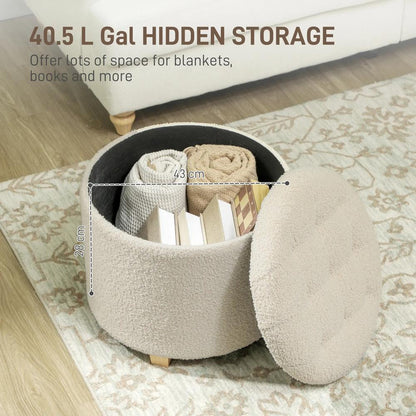 HOMCOM 40.5L Teddy Fleece Storage Ottoman Additional View 4