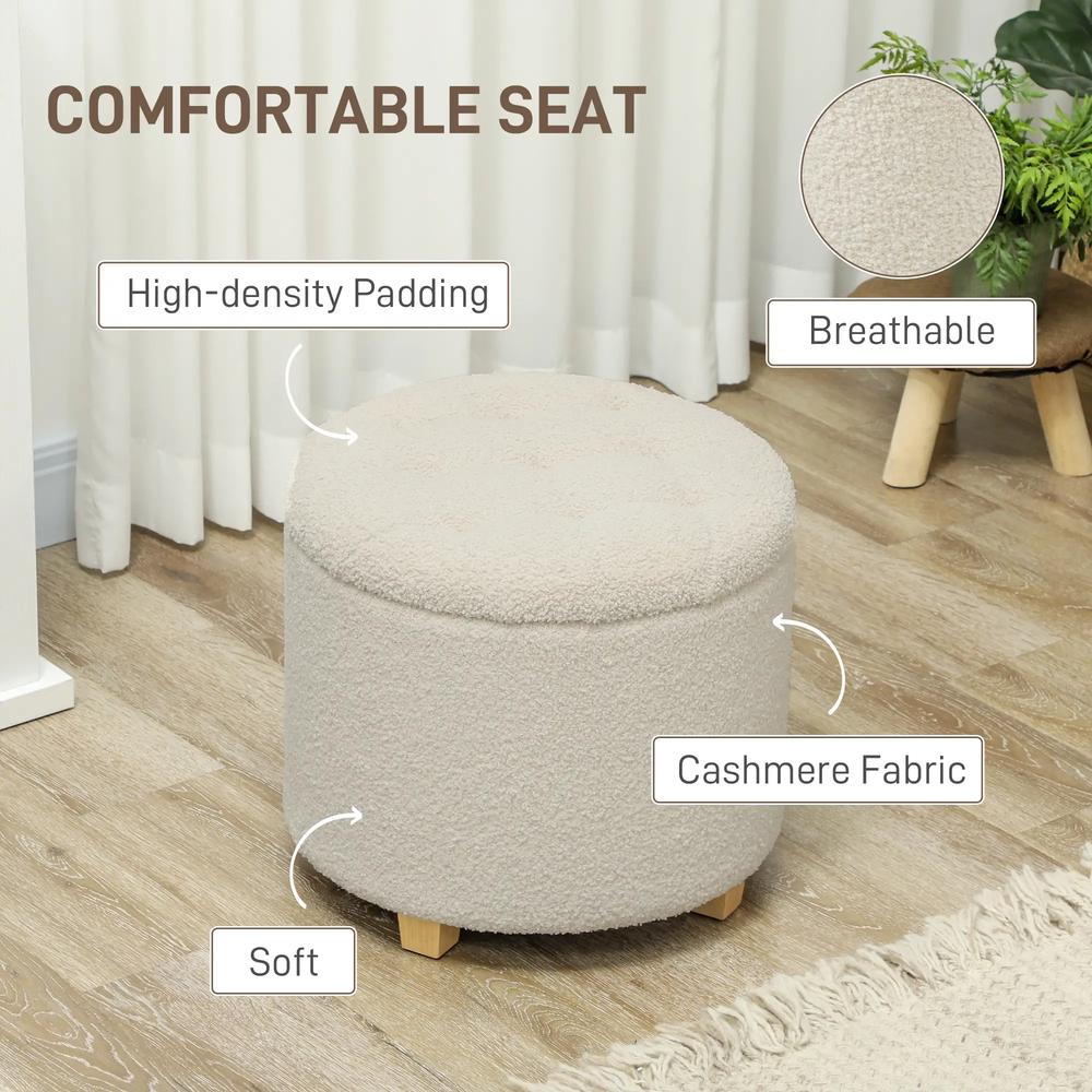 HOMCOM 40.5L Teddy Fleece Storage Ottoman Additional View 5