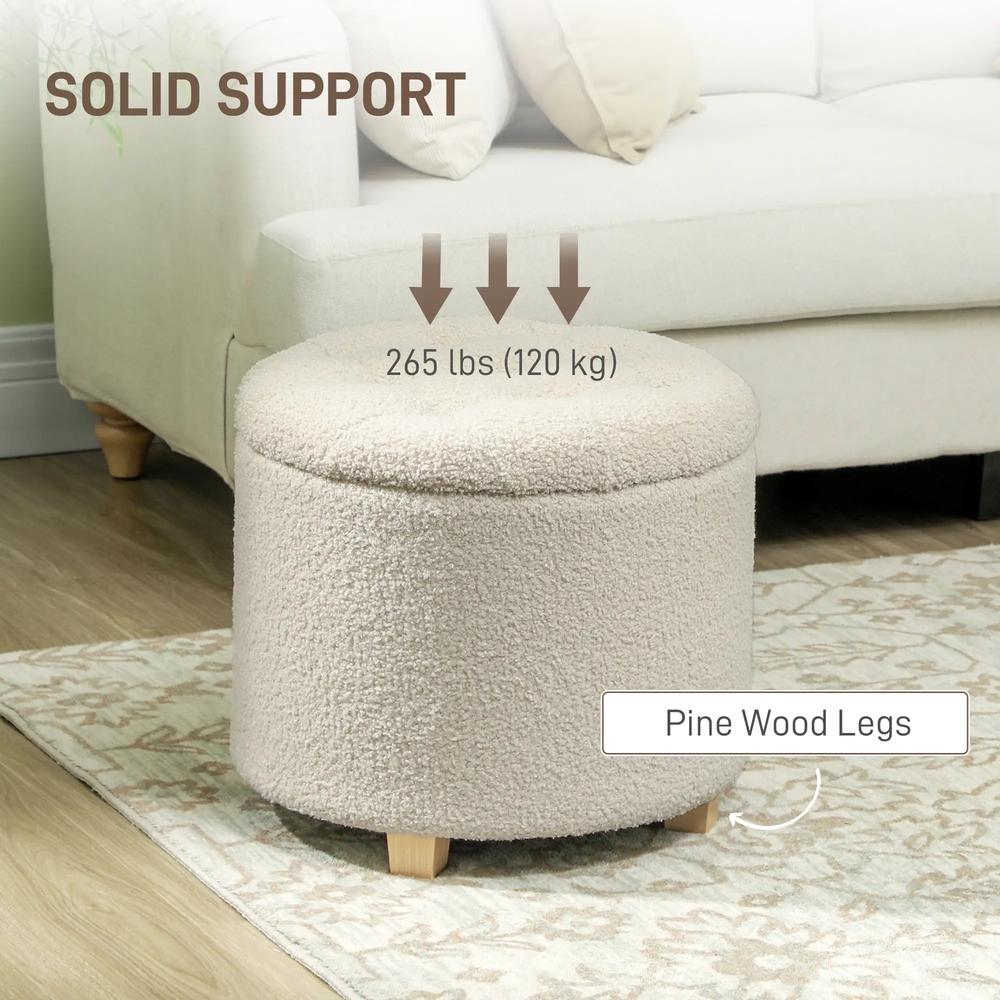 HOMCOM 40.5L Teddy Fleece Storage Ottoman Additional View 6